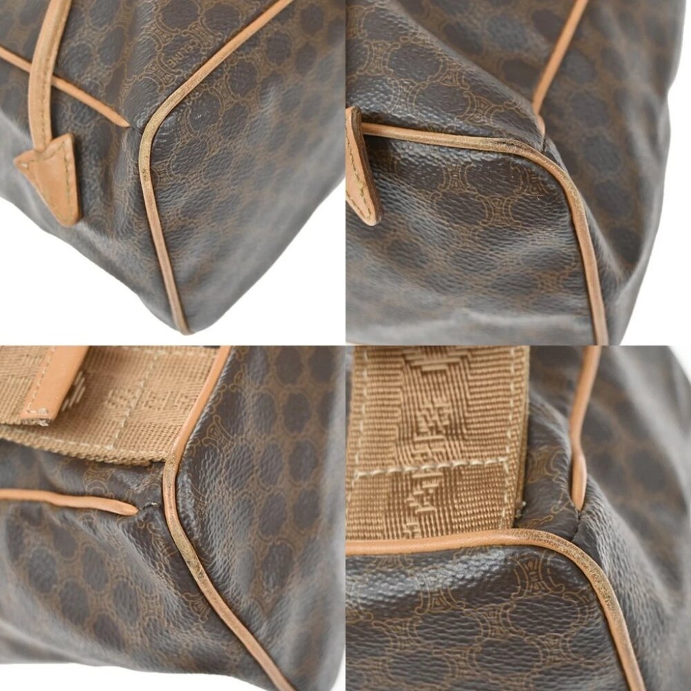 CELINE Logo Macadam Pattern Backpack Bag PVC Leather Brown GHW - Picture 9 of 15